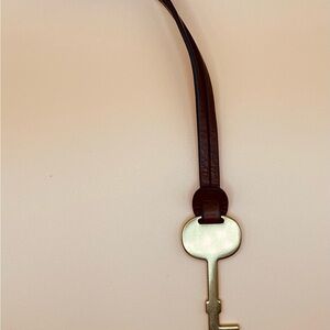Fossil Brown Leather Key Charm